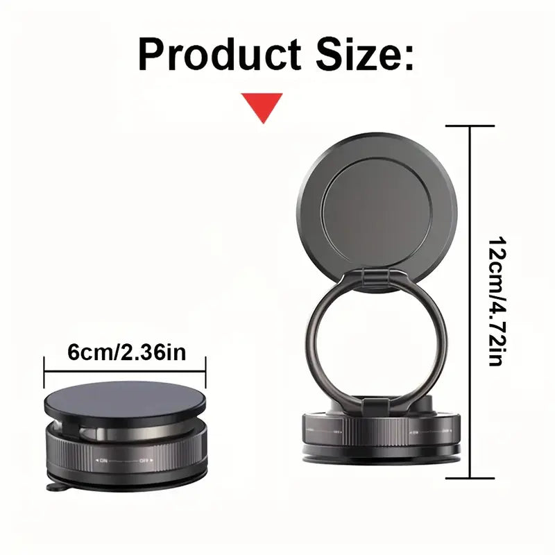 Haiyeasy Magnetic Ring Phone Car Holder (Black) - 360° Rotatable Folding Phone Holder | Compatible with iPhone 12/13/14/15/16 series and all smartphones | Suitable for kitchen/gym TK photography