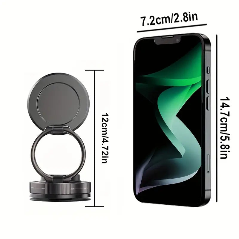 Haiyeasy Magnetic Ring Phone Car Holder (Black) - 360° Rotatable Folding Phone Holder | Compatible with iPhone 12/13/14/15/16 series and all smartphones | Suitable for kitchen/gym TK photography