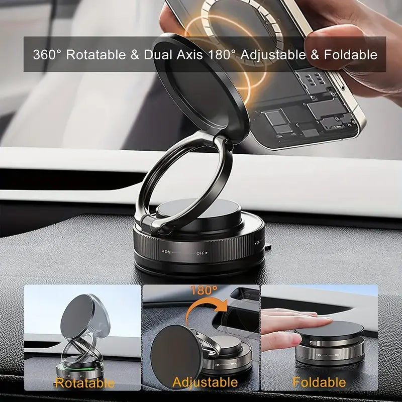 Haiyeasy Magnetic Ring Phone Car Holder (Black) - 360° Rotatable Folding Phone Holder | Compatible with iPhone 12/13/14/15/16 series and all smartphones | Suitable for kitchen/gym TK photography