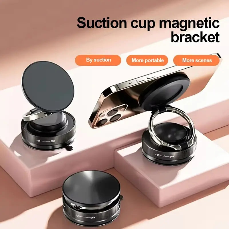 Haiyeasy Magnetic Ring Phone Car Holder (Black) - 360° Rotatable Folding Phone Holder | Compatible with iPhone 12/13/14/15/16 series and all smartphones | Suitable for kitchen/gym TK photography