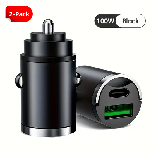 Haiyeasy Dual Port USB & Type-C Car Charger 2-Pack