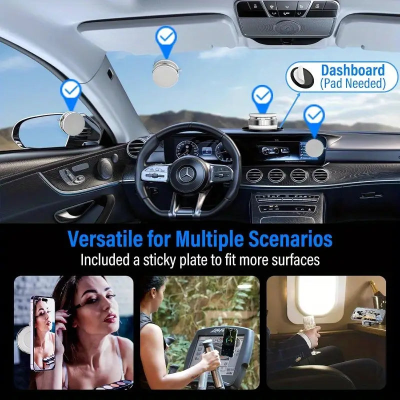Haiyeasy Magnetic Ring Phone Car Holder (White) - 360° Rotatable Folding Phone Holder | Compatible with iPhone 12/13/14/15/16 series and all smartphones | Suitable for TK photography in the kitchen/gym