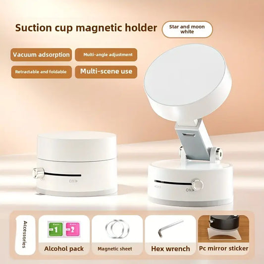 Haiyeasy Magnetic Toggle Phone Car Holder (White) - Slide and Quickly Adsorb | Compatible with Magsafe iPhones, Android phones, and all smartphones | Perfect for binge-watching, filming, and more