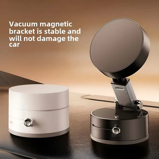 Haiyeasy Magnetic Toggle Phone Car Holder (White) - Slide and Quickly Adsorb | Compatible with Magsafe iPhones, Android phones, and all smartphones | Perfect for binge-watching, filming, and more