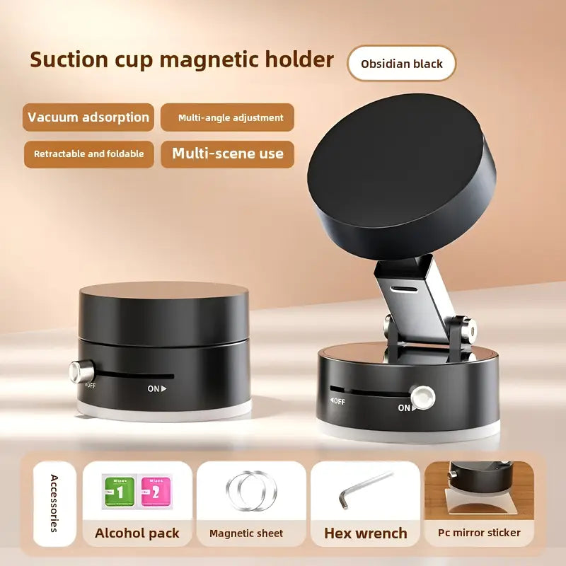 Haiyeasy Magnetic Toggle Phone Car Holder (Black) - Slide and Quickly Adsorb | Compatible with Magsafe iPhones, Android phones, and all smartphones | Perfect for binge-watching, filming, and more
