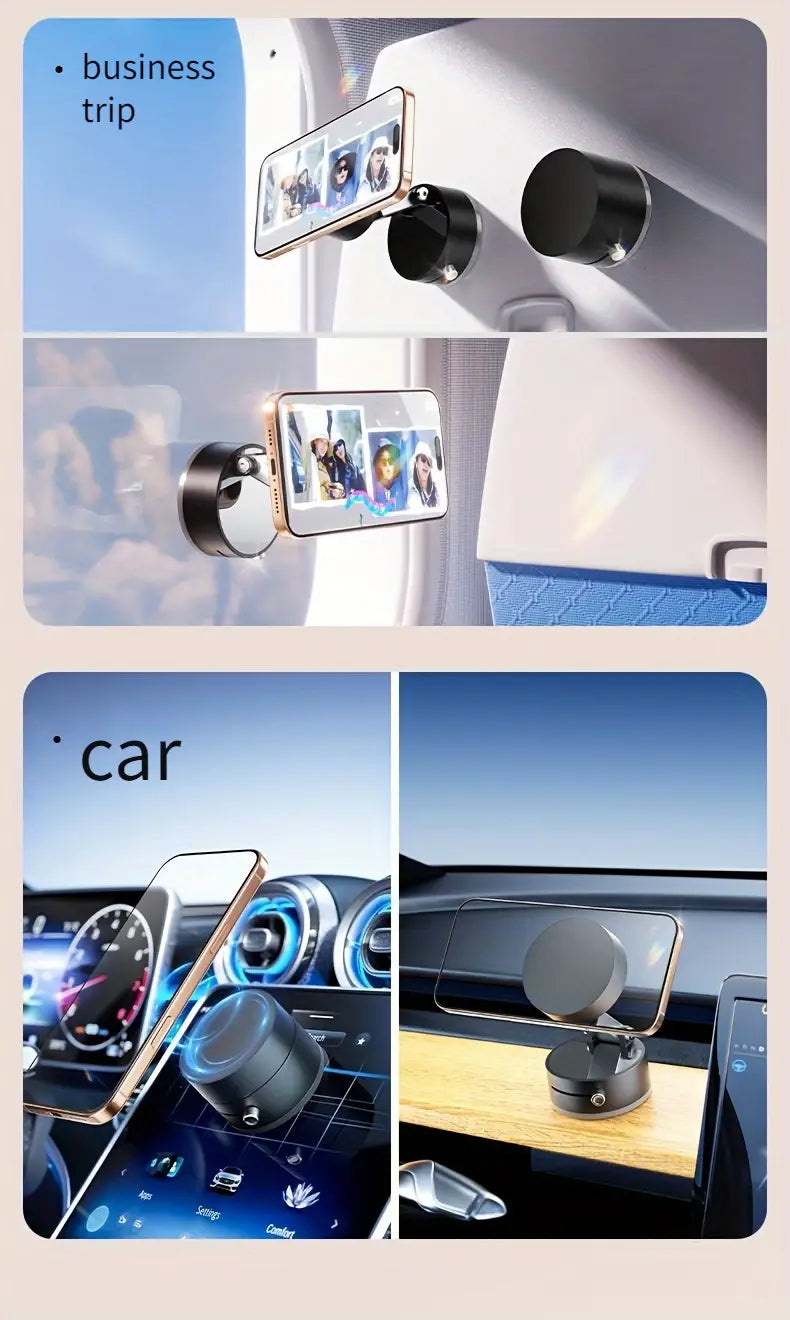 Haiyeasy Magnetic Toggle Phone Car Holder (Black) - Slide and Quickly Adsorb | Compatible with Magsafe iPhones, Android phones, and all smartphones | Perfect for binge-watching, filming, and more