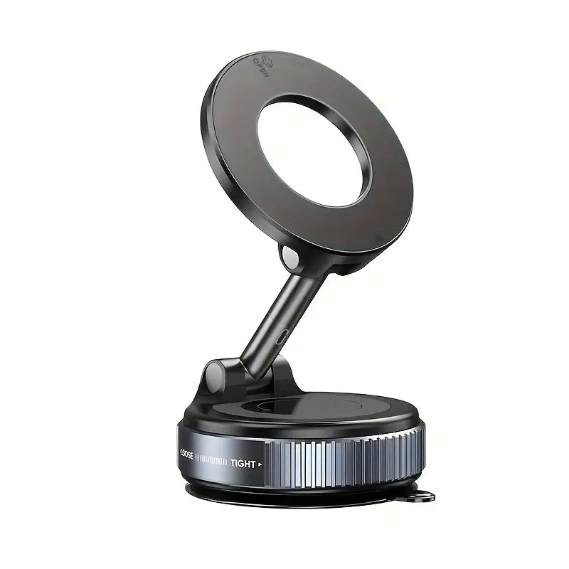 Haiyeasy Magnetic Fulcrum Phone Car Mount (Black) - Foldable and Retractable | Compatible with iPhone, Samsung, and All Smartphones | Suitable for Cars, Showers, Gyms, and Smooth Surfaces