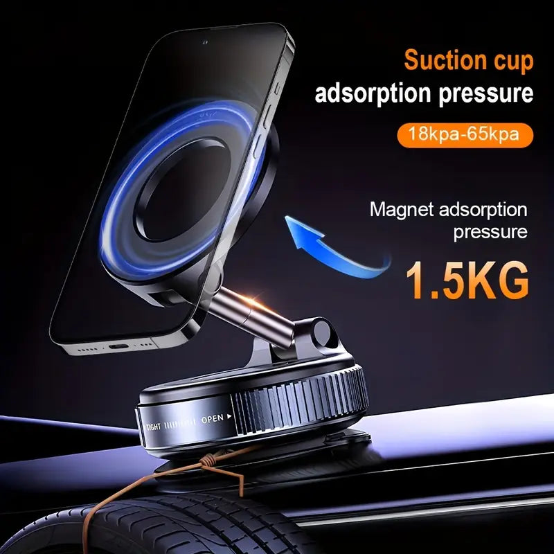 Haiyeasy Magnetic Fulcrum Phone Car Mount (Black) - Foldable and Retractable | Compatible with iPhone, Samsung, and All Smartphones | Suitable for Cars, Showers, Gyms, and Smooth Surfaces